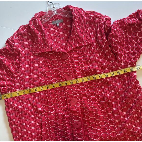 Habitat Seamed Pocket Jacket Womens XL Red White Textured Lagenlook Top/Topper - Picture 9 of 10